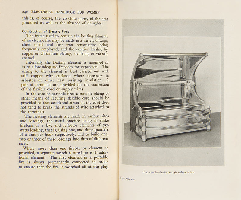 The rare first edition of The Electrical Handbook for Women, edited by Caroline Haslett, in the uncommon and stylish Art Deco dust jacket.