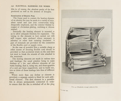 The rare first edition of The Electrical Handbook for Women, edited by Caroline Haslett, in the uncommon and stylish Art Deco dust jacket.