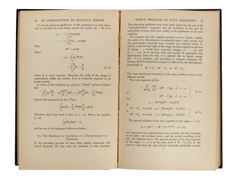 The scarce first edition of An Introduction to Quantum Theory, the first book by George Frederick James Temple, an English mathematician who made significant contributions to quantum mechanics.