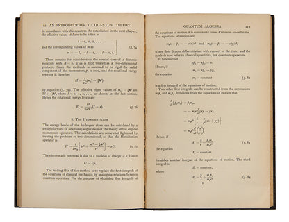 The scarce first edition of An Introduction to Quantum Theory, the first book by George Frederick James Temple, an English mathematician who made significant contributions to quantum mechanics.