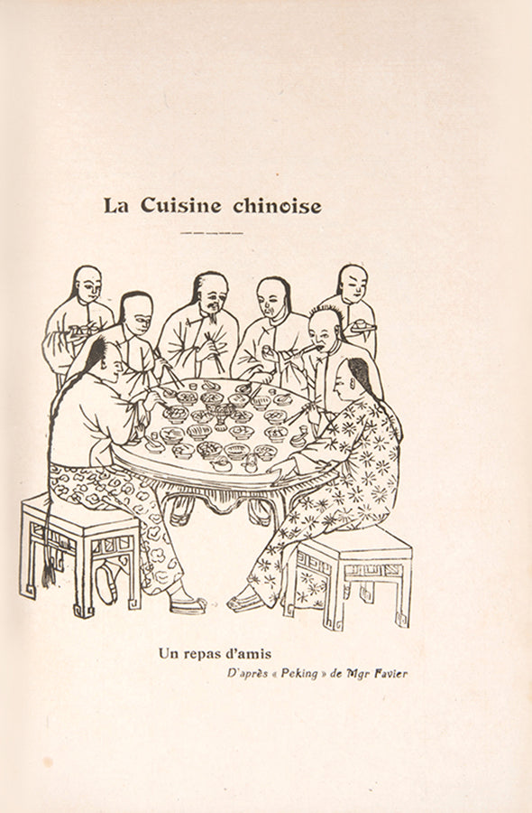 First edition of the first French work on Chinese gastronomy, Henri Lecourt's La Cuisine Chinoise. Today the work is appreciated as groundbreaking as well as a thoroughly useful and successful recipe book.