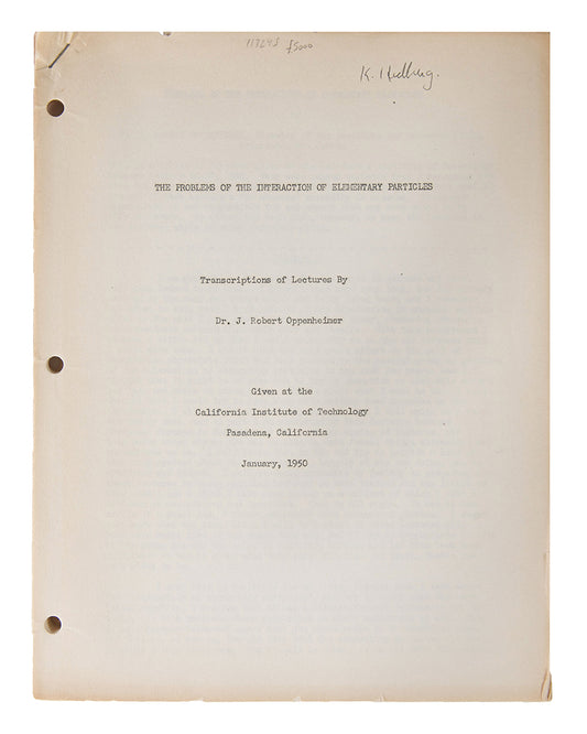The Problems of the Interaction of Elementary Particles.