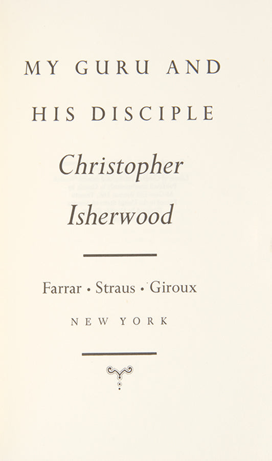 First edition of My Guru and His Disciple by Christopher Isherwood.