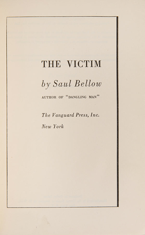 First edition of The Victim by Saul Bellow, signed by the author.