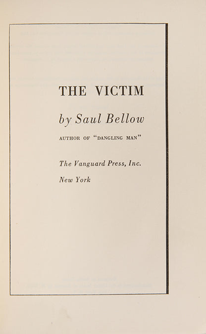 First edition of The Victim by Saul Bellow, signed by the author.