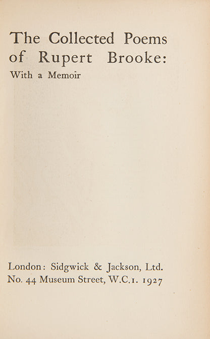 The Collected Poems of Rupert Brooke.