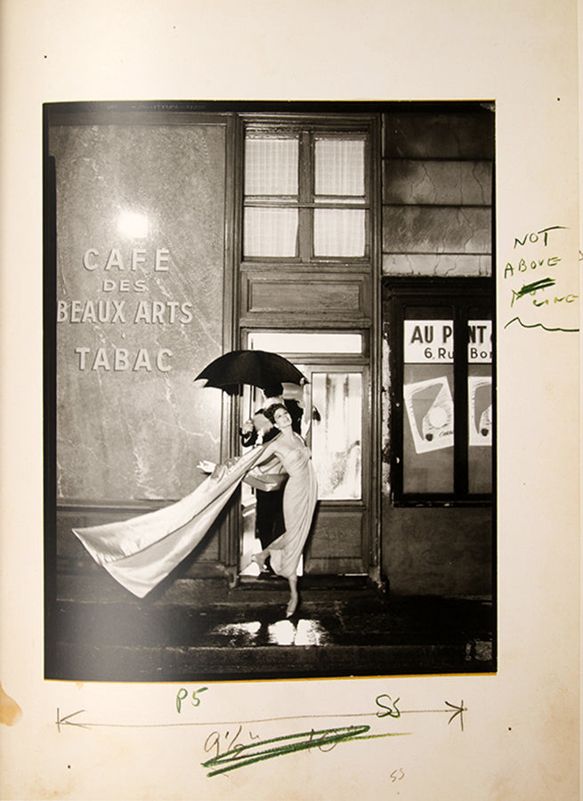 These photographs were made in Paris for Harper's Bazaar, reproduced on the original mounts with Richard Avedon's notations.