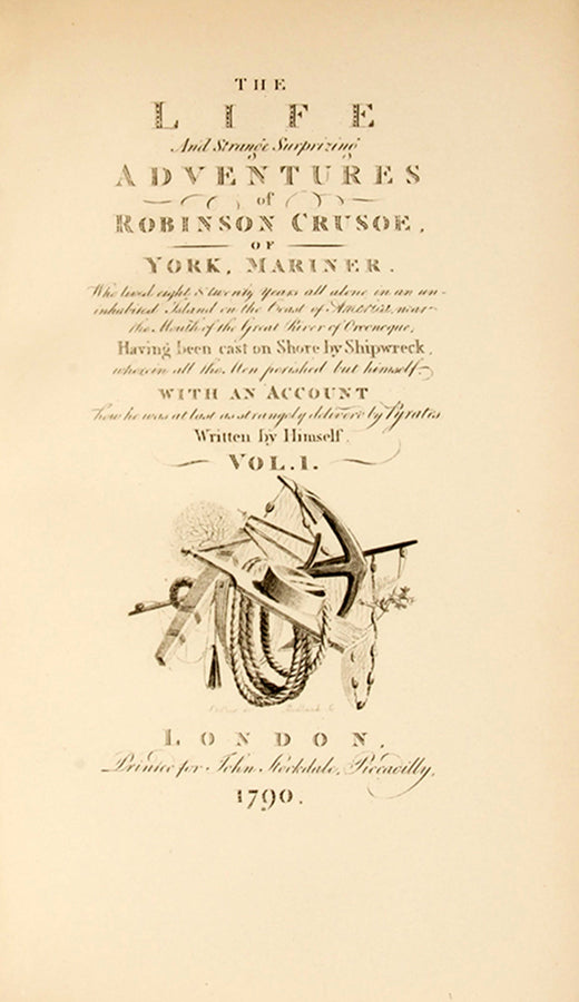 A handsome copy of Daniel Defoe's enduring classic Adventures of Robinson Crusoe, illsutrated with engraved plates