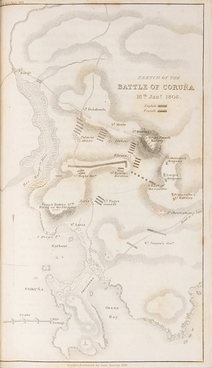 A superlative, first edition set of Napier's History of the War in the Peninsular, in sprinkled calf by Riviere, illustrated with 55 engraved plates