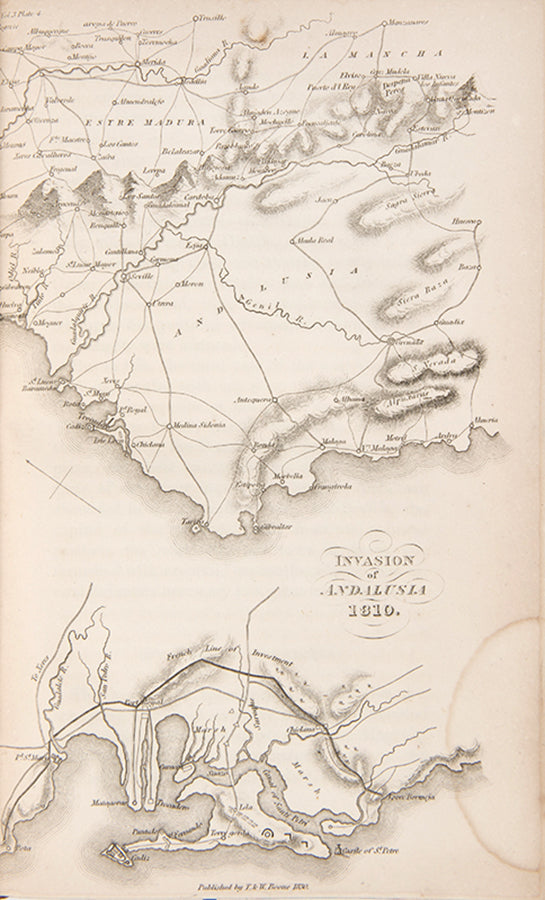 A superlative, first edition set of Napier's History of the War in the Peninsular, in sprinkled calf by Riviere, illustrated with 55 engraved plates