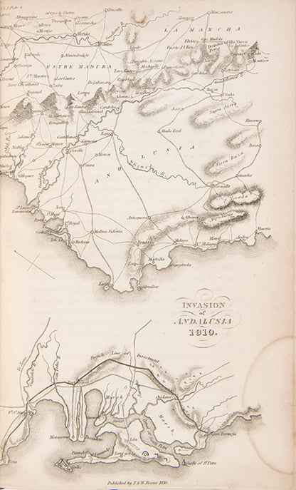 A superlative, first edition set of Napier's History of the War in the Peninsular, in sprinkled calf by Riviere, illustrated with 55 engraved plates