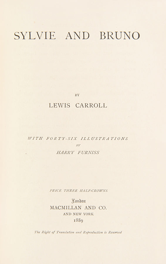 Sylvie and Bruno by Lewis Carrol, with 'Concluded', illustrated by Harry Furness, dreamlike and fantastic. It includes elements of fairy tales 