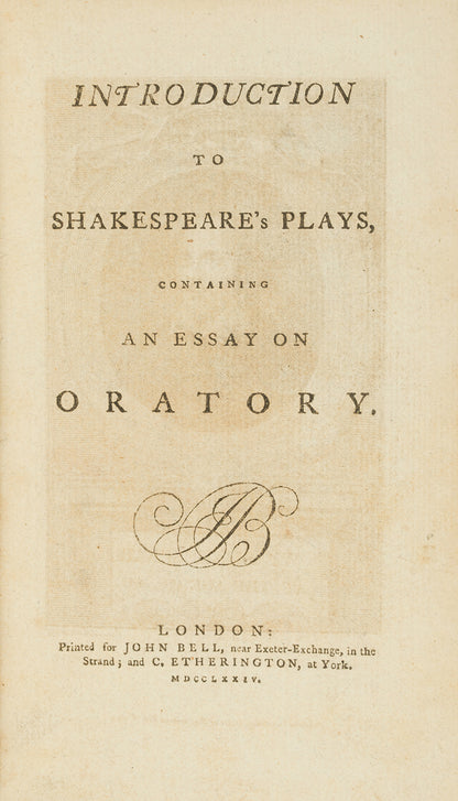 A lovely set of Shakespeare's complete plays together with his poems, illustrated with copper plate engravings, and bound in contemporary mottled calf