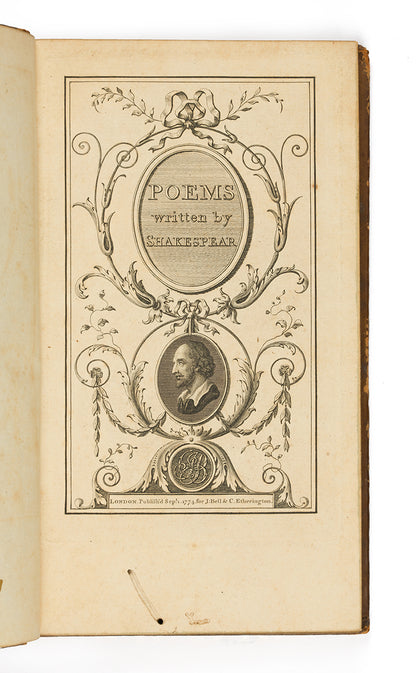 A lovely set of Shakespeare's complete plays together with his poems, illustrated with copper plate engravings, and bound in contemporary mottled calf