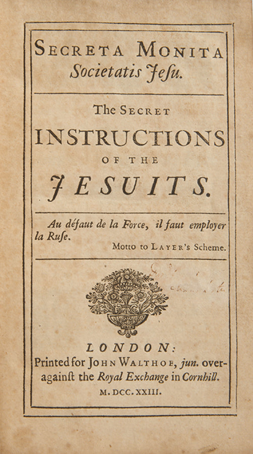 An early parallel text edition in English and Latin of The Secret Instructions of the Jesuits, an anti-Jesuit tract attributed to Hieronim Zahorowski