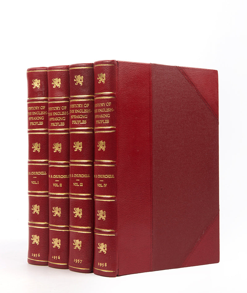 First editions of Churchill's A history of the English Speaking Peoples a rousing account of the early history of Britain, the creation of the constitutional monarchy and parliament