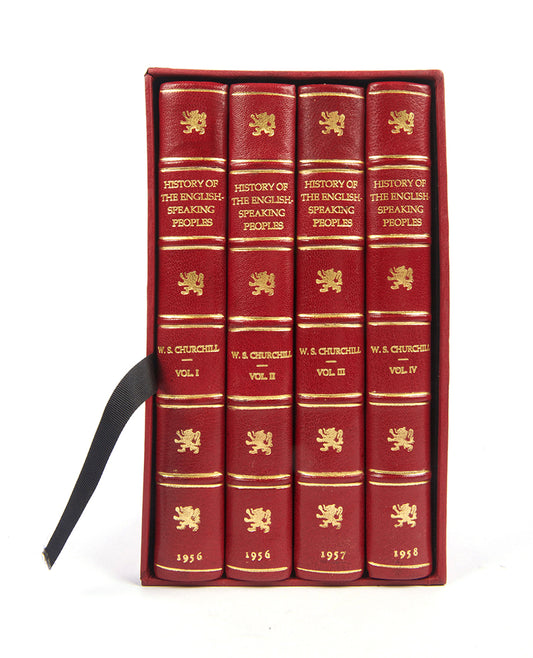 First editions of Churchill's A history of the English Speaking Peoples a rousing account of the early history of Britain, the creation of the constitutional monarchy and parliament