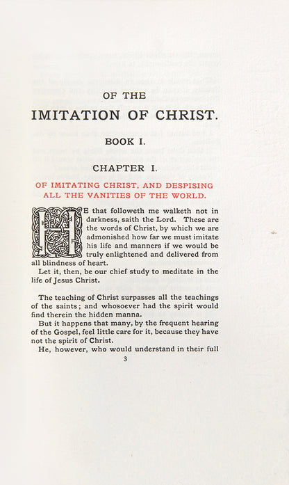 A beautiful finely printed example of Thomas a Kempis' important devotional work, Of the Imitation of Christ