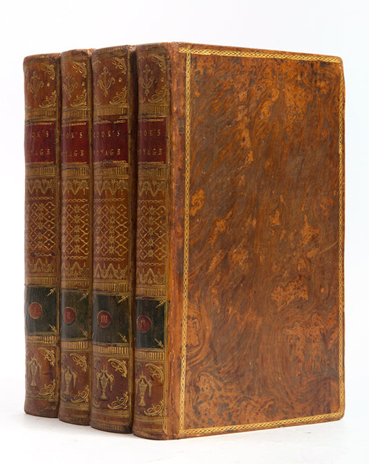 The first octavo edition of James Cook's Third voyage, A Voyage to the Pacific Ocean, in a lovely contemporary tree calf binding.
