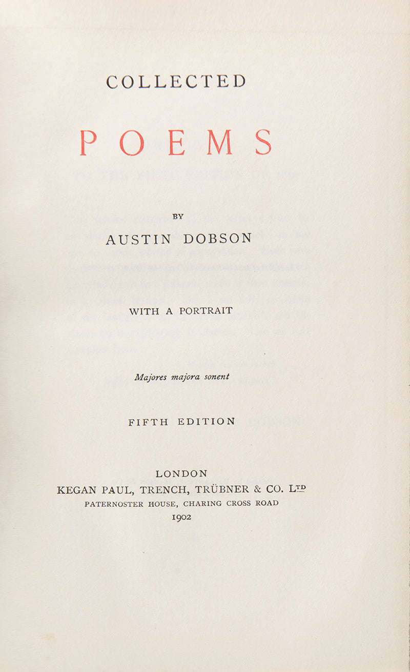 Collected Poems by Austin Dobson bound by Riviere, circa 1902.