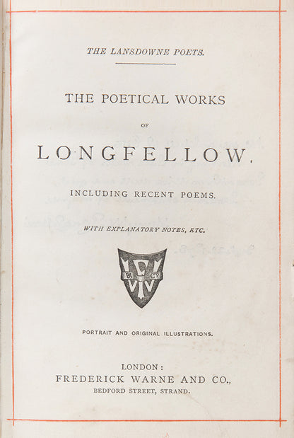 Edition of The Poetical Works of H.W. Longfellow with illustrations, 1880.