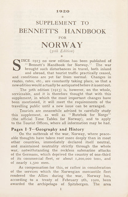 Unusual guide which also includes Copenhagen adn Gothenburg with rare supplement dated 1920.