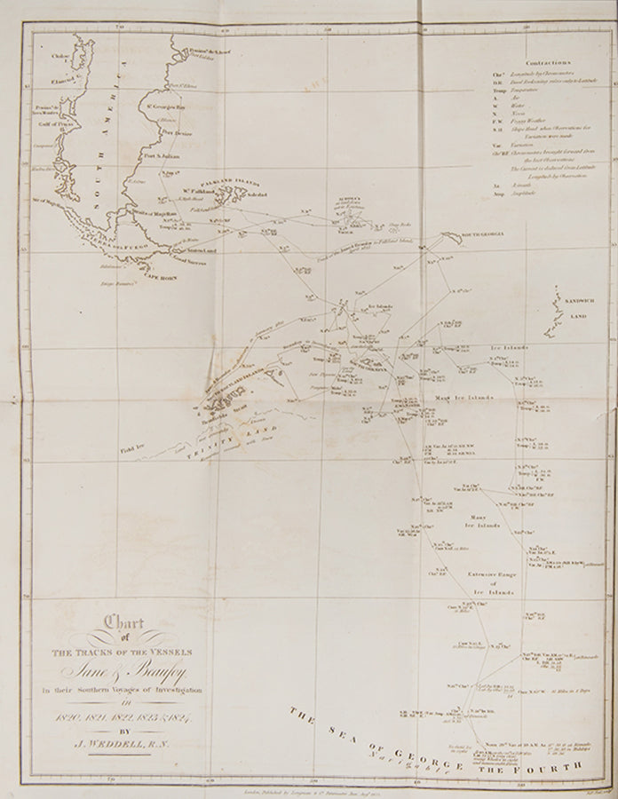 First edition of James Weddell's A Voyage towards the South Pole, one of the first attempts at Antarctica post Cook and the start of modern Antarctic exploration.