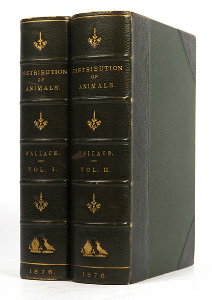 A finely bound first edition of Alfred Russel Wallace's important work on zoogeography, The Geographical Distribution of Animals, published in 1876.