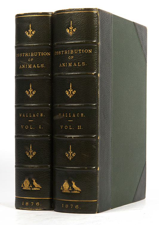 A finely bound first edition of Alfred Russel Wallace's important work on zoogeography, The Geographical Distribution of Animals, published in 1876.