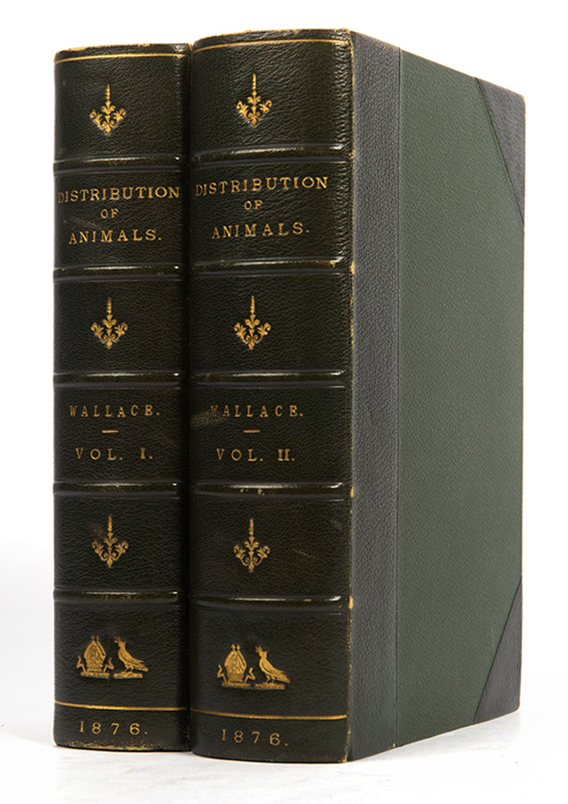 A finely bound first edition of Alfred Russel Wallace's important work on zoogeography, The Geographical Distribution of Animals, published in 1876.