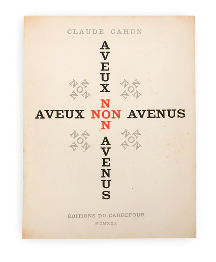 Aveux non Avenus is Claude Cahun's anti-memoir comprising a series of texts: poems, literary aphorisms, fables, snatches of conversation, recollections of dream sequences and philosophical thoughts, ideas and meanderings, interspersed with photomontages by Moore featuring photographs and self-portraits by Cahun.