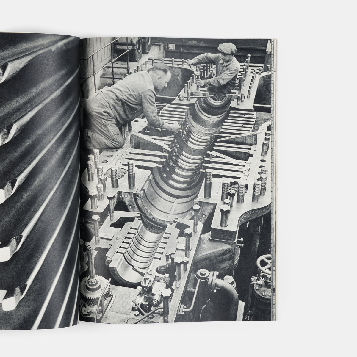 This company book includes Jakob Tuggener's photographs of the machinery in Maschinenfabrik Oerlikon's workshops and the men and women who operate it.