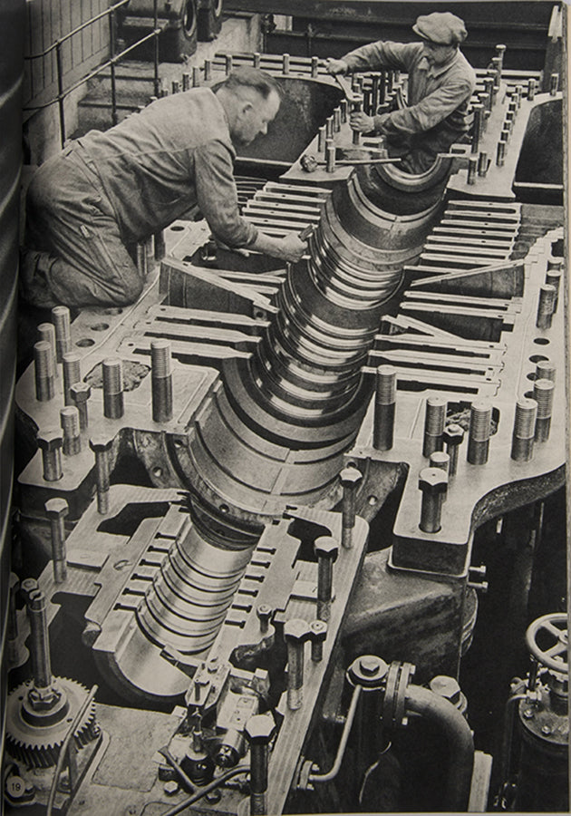 This company book includes Jakob Tuggener's photographs of the machinery in Maschinenfabrik Oerlikon's workshops and the men and women who operate it.