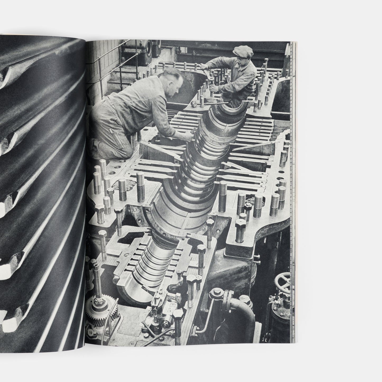 This company book includes Jakob Tuggener's photographs of the machinery in Maschinenfabrik Oerlikon's workshops and the men and women who operate it.
