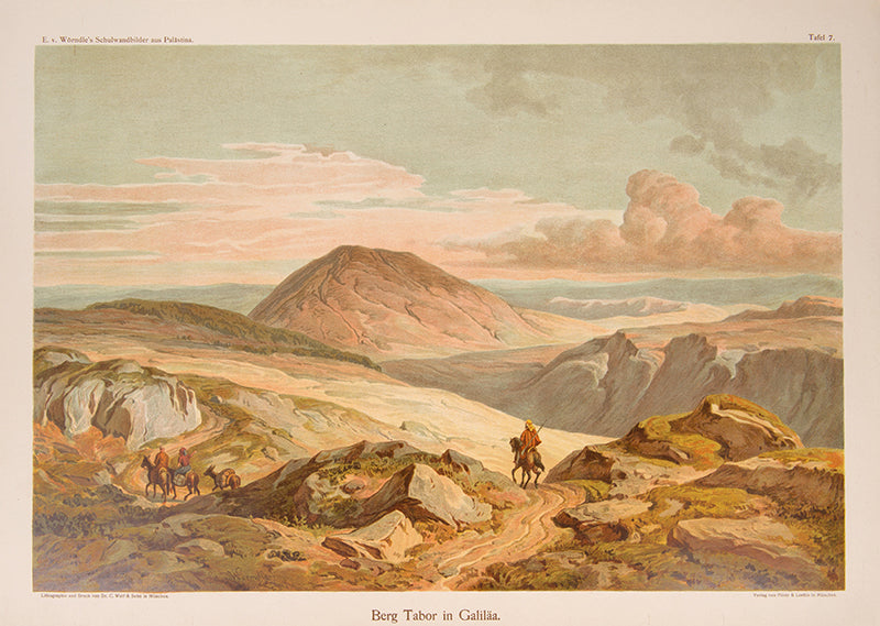 Scarce set of chromolithographs after paintings by Edmund Wörndle von Adelafried showing pamoramic views of Palestine.