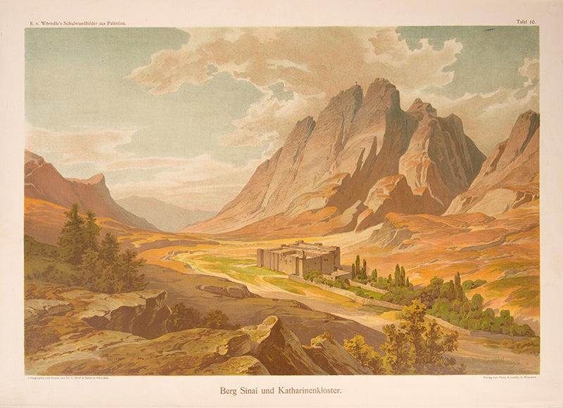 Scarce set of chromolithographs after paintings by Edmund Wörndle von Adelafried showing pamoramic views of Palestine.