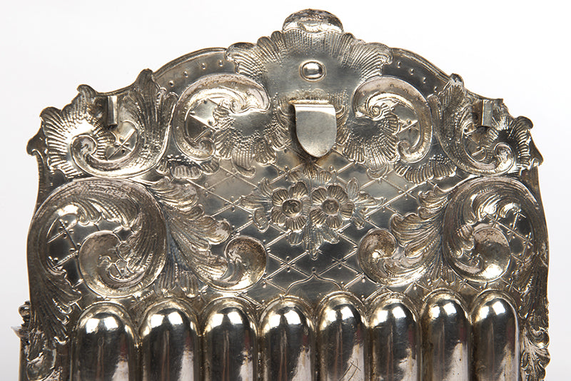 A magnificent example of 19th-century German 750 silver Hanukkah oil lamp, in great condition, missing the detachable shamash, as is often the case with Hanukkiot of that period.