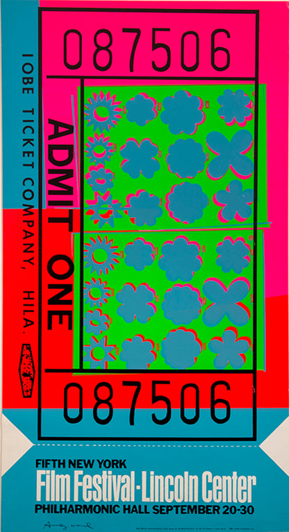 Andy Warhol, Lincoln Center Ticket, 1967, screenprint in colour, signed by artist, from edition of 500