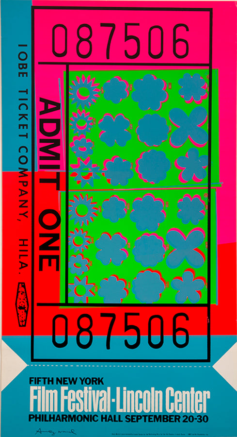 Andy Warhol, Lincoln Center Ticket, 1967, screenprint in colour, signed by artist, from edition of 500