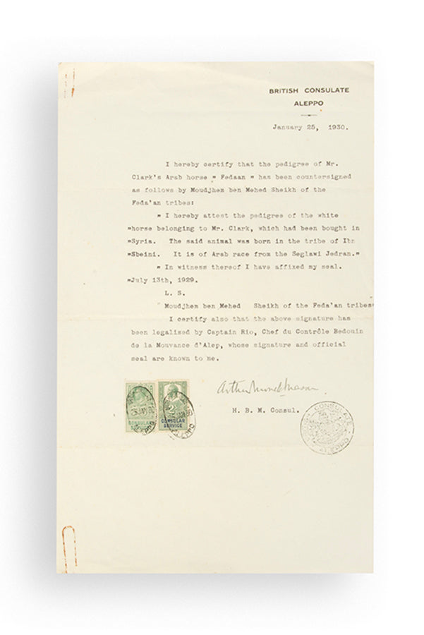 An intimate archive of correspondence between the first and second Arabian Horse Studs in England, Crabbet and Courthouse Farm, from Lady Anne Blunt and her daughter Judith to Henry Vyvyan Musgrave Clark.