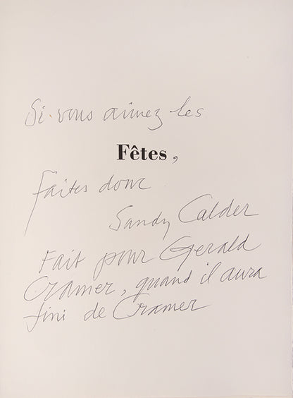 Presentation copy inscribed by Calder to Gerald Cramer. A fine example of the complete portfolio.