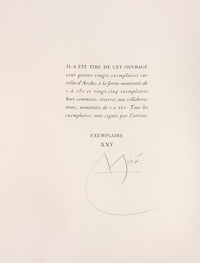 Rare surrealist illustrations by Miro; a key text of the Theatre of the Absurd.