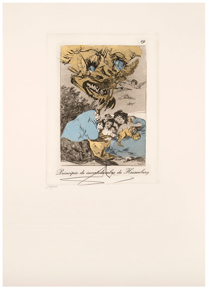 Salvador Dali, Plate 19, Principio de incertidumbre de Heisenberg,  from Les Caprices de Goya, 1977, Heliogravure, signed and numbered from edition of 200