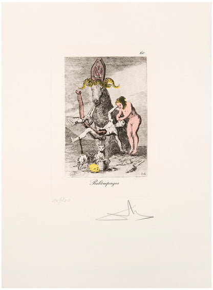 salvador dali, plate 60, Relámpagos, from Les Caprices de Goya, 1977, Heliogravure with etching, aquatint, and drypoint, signed, from edition of 200