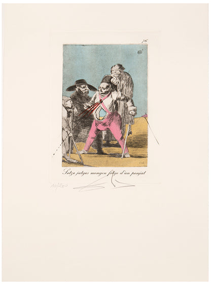 Salvador Dali, Plate 76, Setze jutges mengen fetge d'un penjat, from Les Caprices de Goya, 1977, Heliogravure with etching, aquatint, drypoint, signed, from the edition of 200<br />