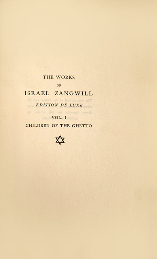 First edition of this signed and numbered 14 volumes' limited edition on the collection of works by Zangwill, with frontispiecses illustrated by Alfred Aaron Wolmark.