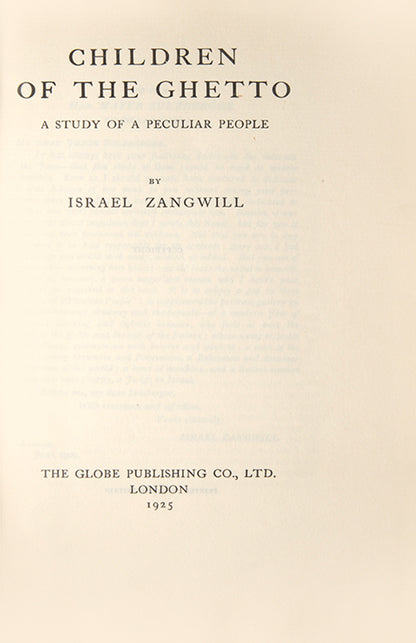 First edition of this signed and numbered 14 volumes' limited edition on the collection of works by Zangwill, with frontispiecses illustrated by Alfred Aaron Wolmark.