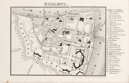 The architectural and landscape designs on the Biedemeier bindings represent the area covered by Baedeker.
