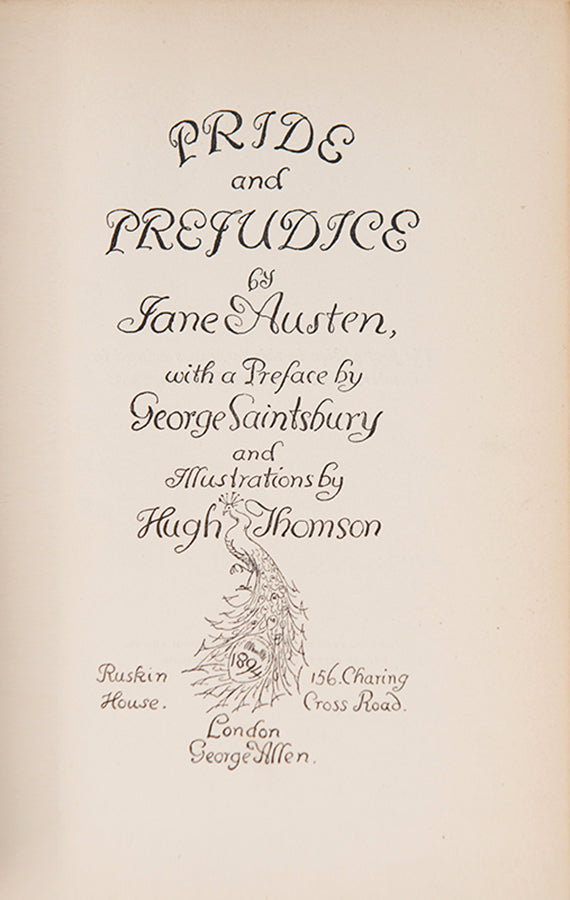 Second printing of the 'Peacock Edition' of Pride & Prejudice by Jane Austen, stunning gilt cover design by Hugh Thomson
