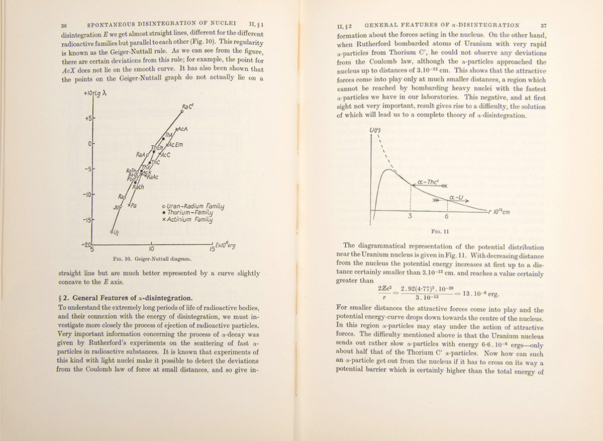 First edition of the first textbook of nuclear physics, George Gamow's Constitution of Atomic Nuclei & Radioactivity, in the rare dust jacket.